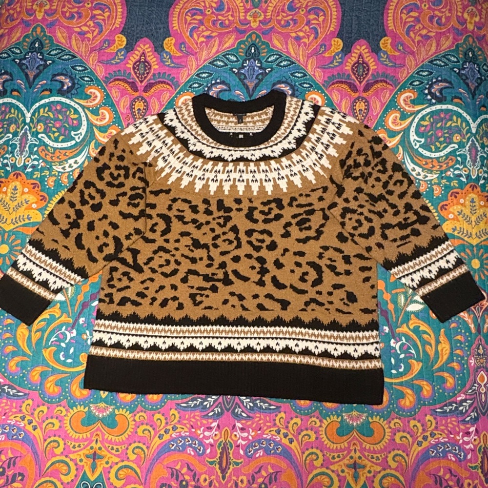 Torrid Leopard Print Crew Neck Sweater - Brown and Black